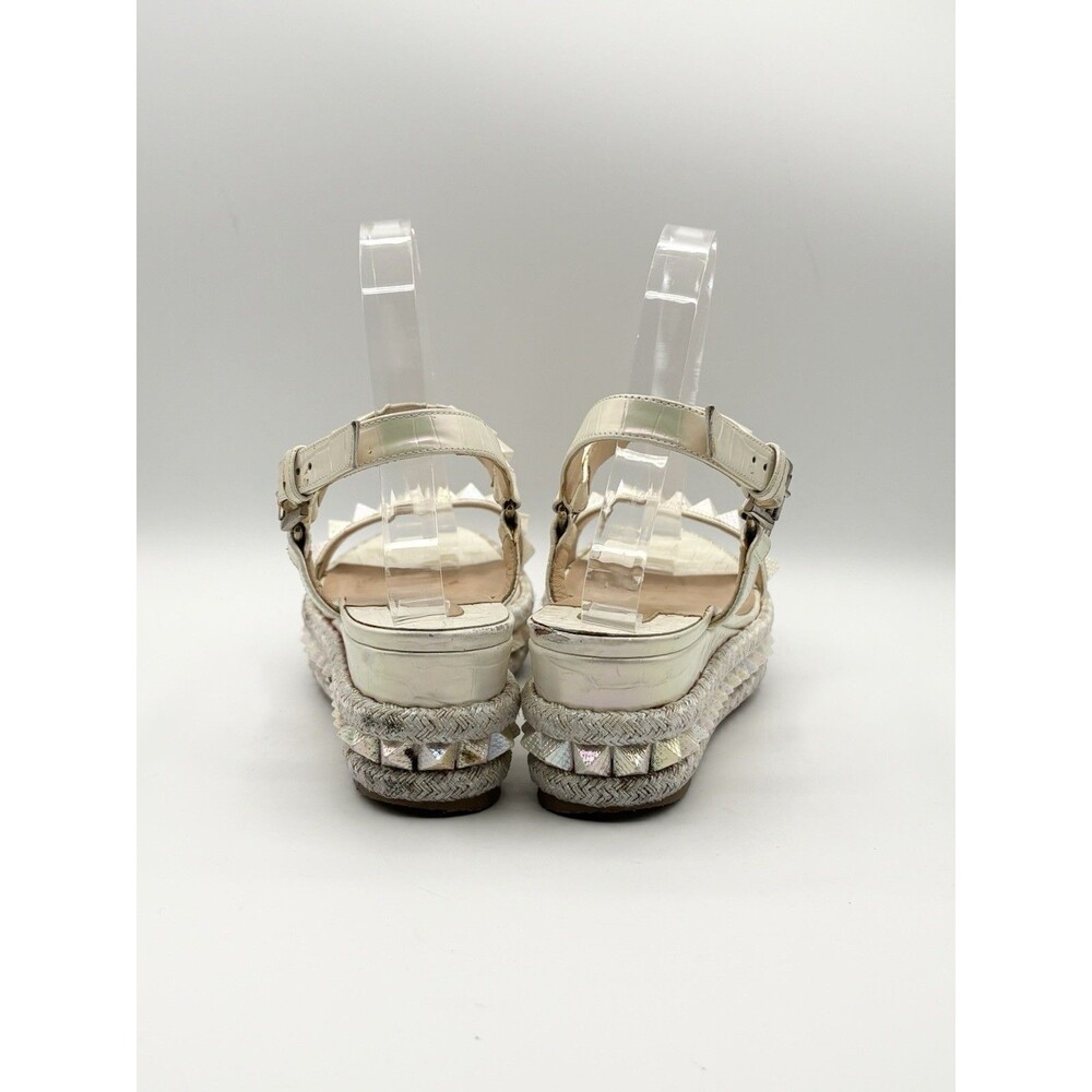 Christian Louboutin White Iridescent Platform Sandals Cataclou 60 Size EU 38 - Picture 4 of 12
